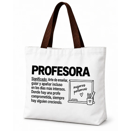 Significado de Profesora · Edición Pizarra – Totebag creativo Día del Profesor Pigyfante