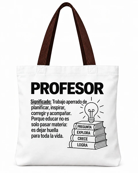 Totebag Creativo – Significado de Profesor Edición Dejar Huella Ampolleta