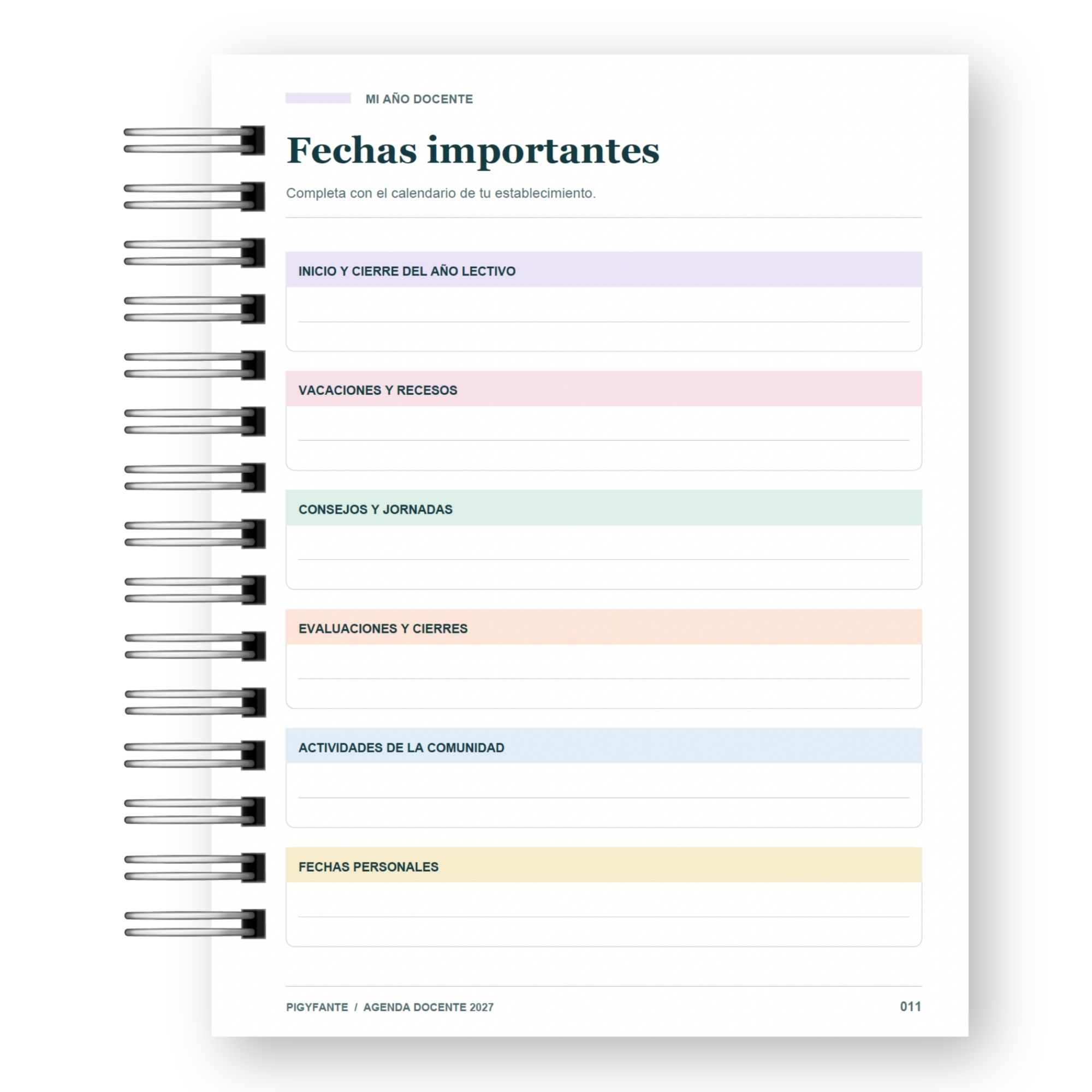 Agenda de la Profesora 2027 – Edición Colores Suaves Ilustrada 3