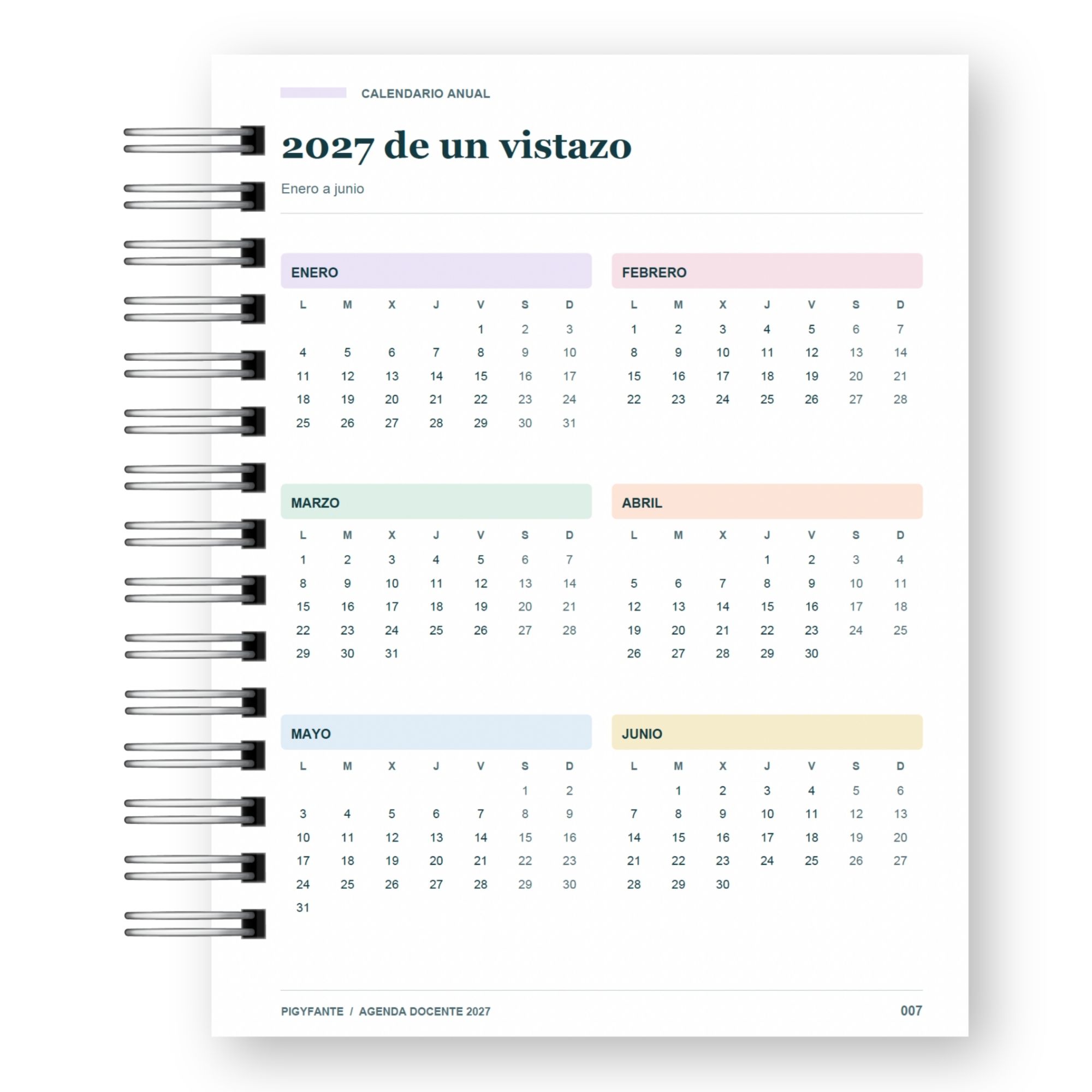 Agenda de la Profesora 2027 – Edición Colores Suaves Ilustrada 4