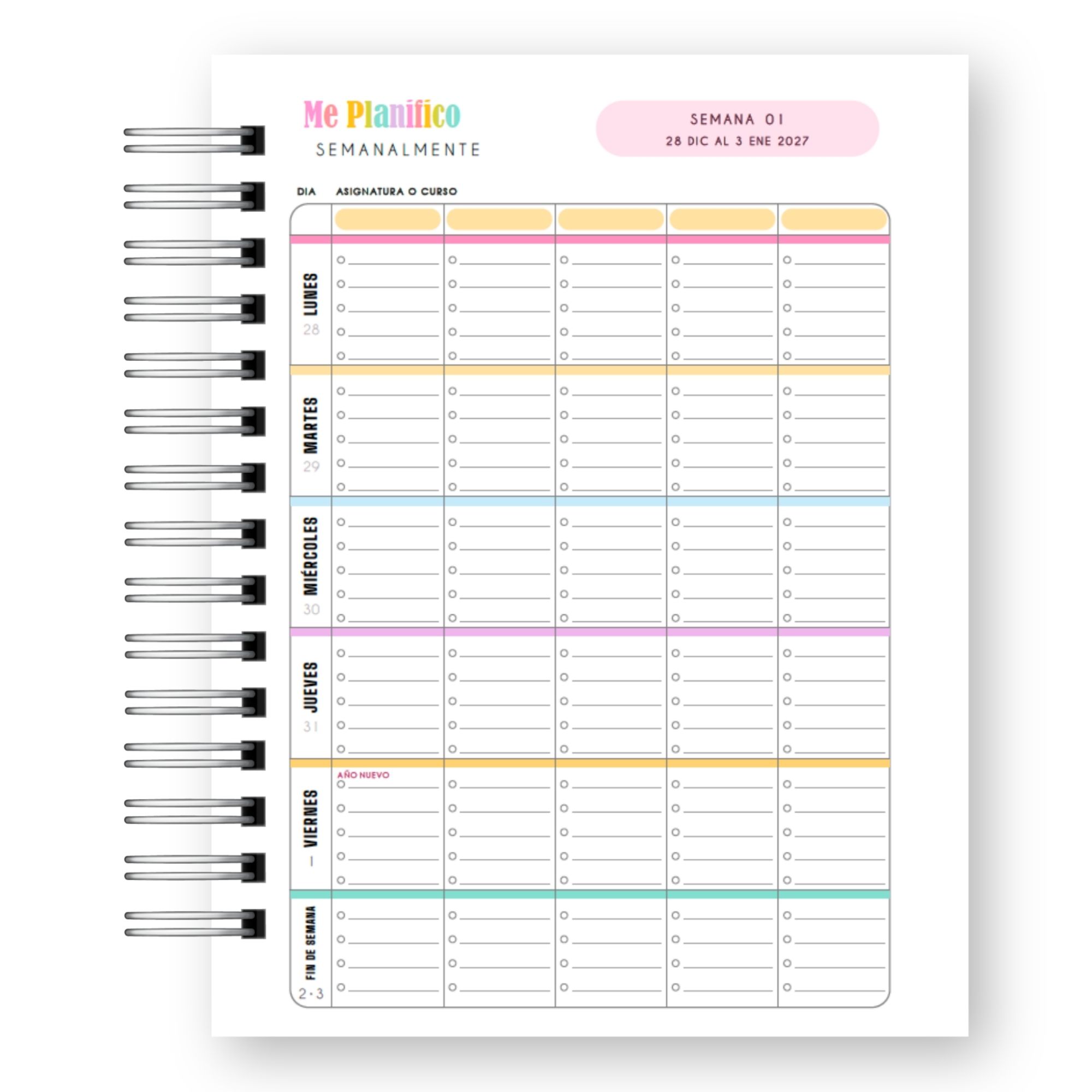 Agenda Docente Semanal 2027 – Edición Ilustrada Soy Profesora 13