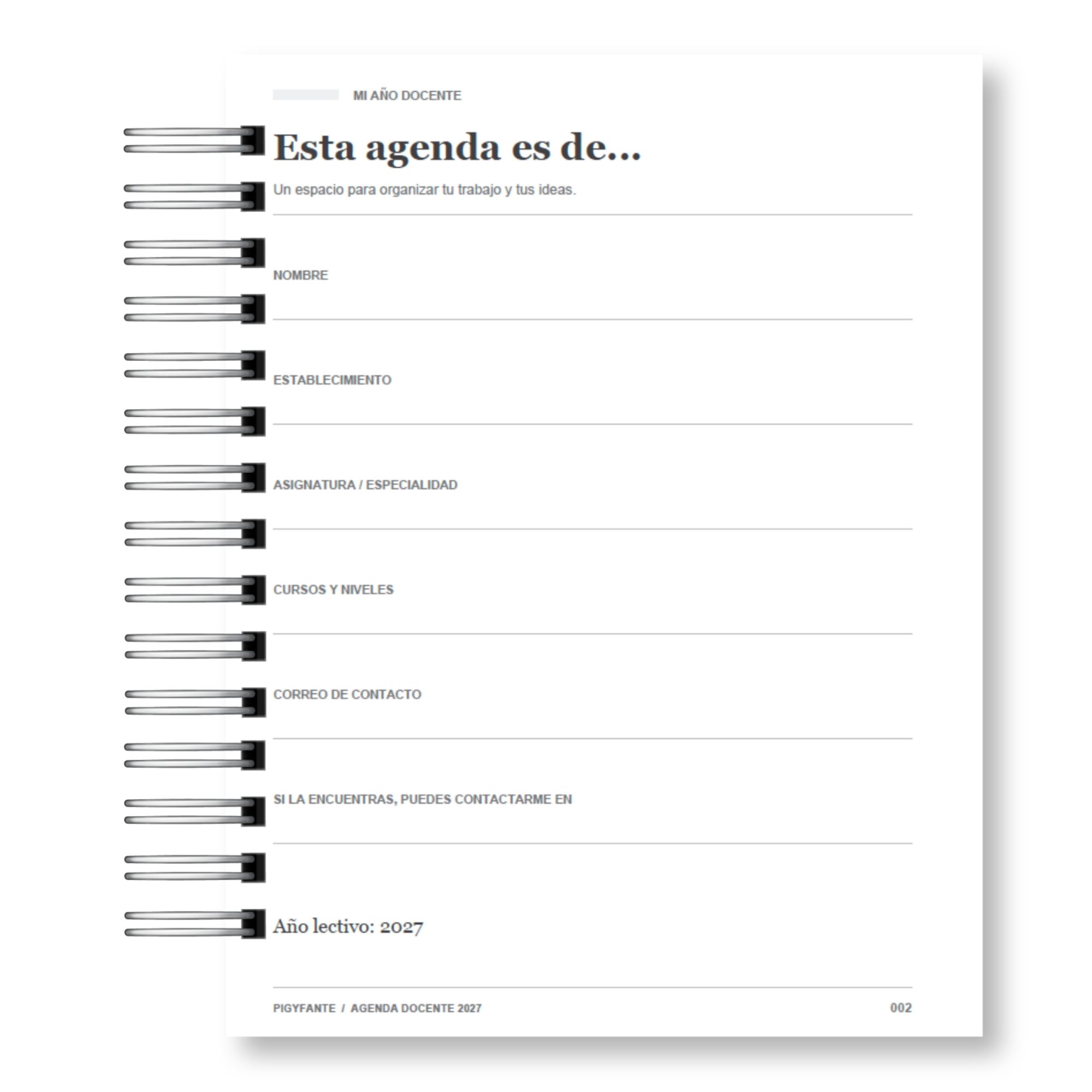 Agenda del Profesor 2027 – Edición Blanco y Negro Ilustrada 2