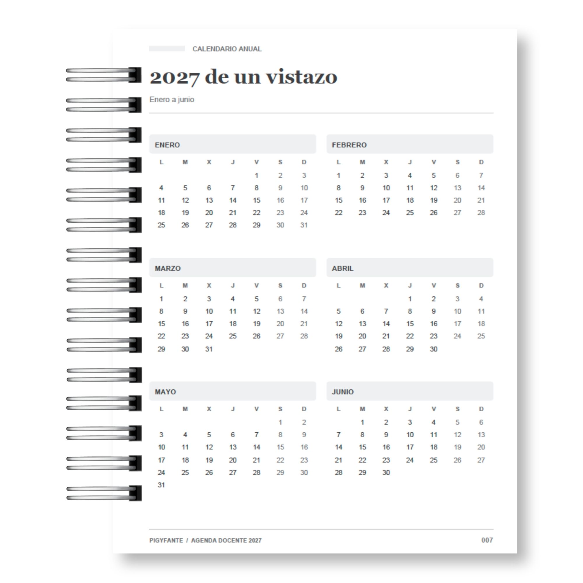 Agenda del Profesor 2027 – Edición Blanco y Negro Ilustrada 4