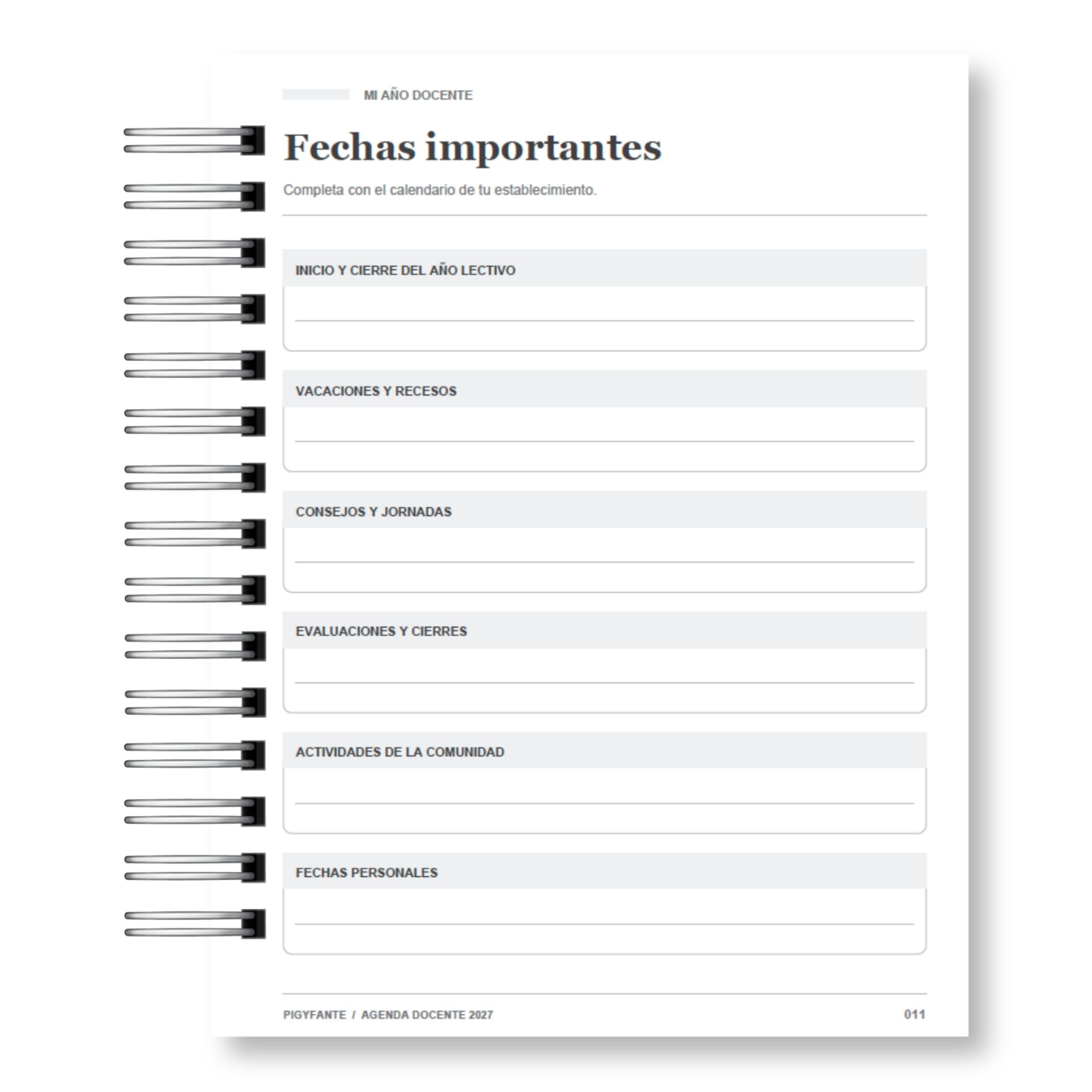 Agenda del Profesor 2027 – Edición Blanco y Negro Ilustrada 5