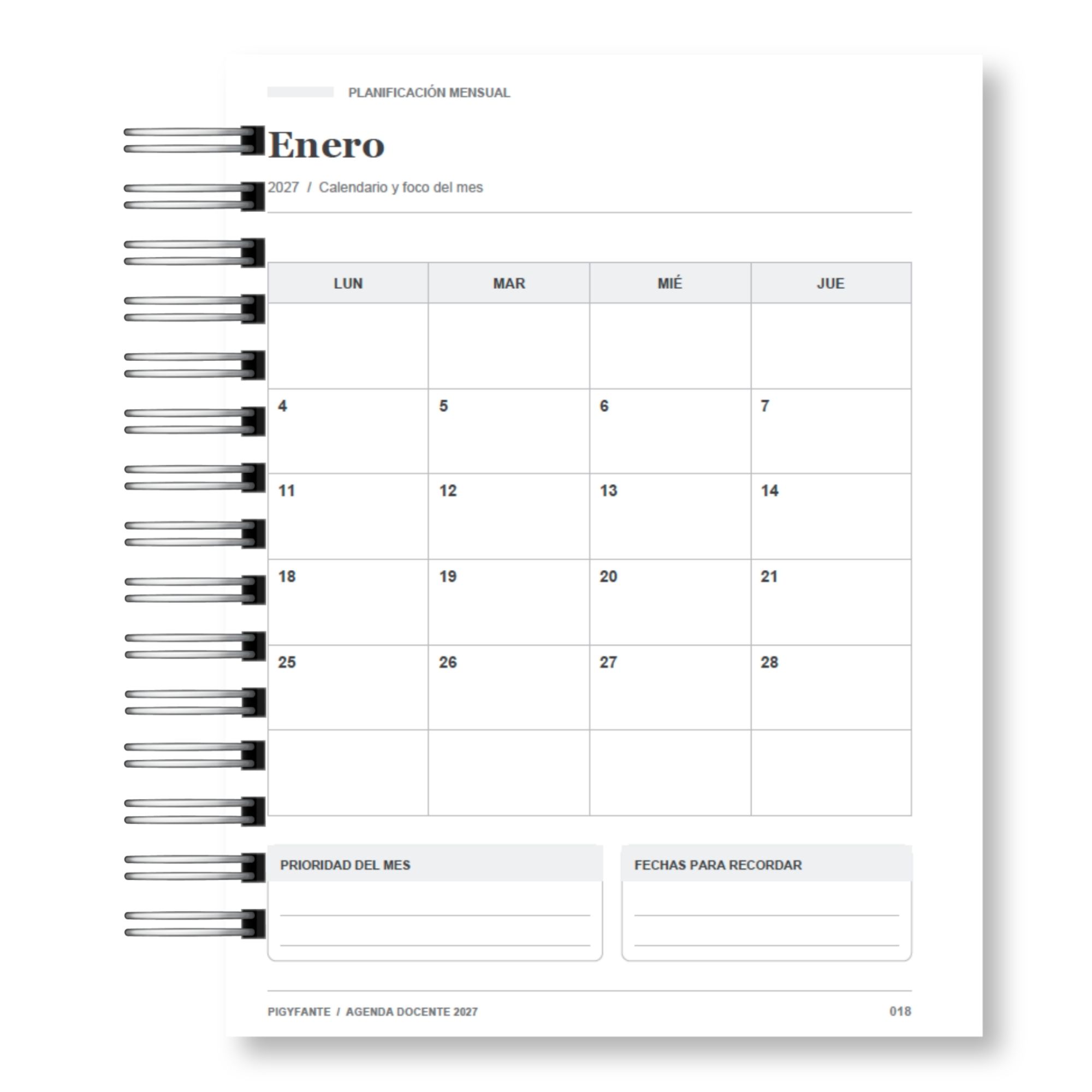 Agenda del Profesor 2027 – Edición Blanco y Negro Ilustrada 9