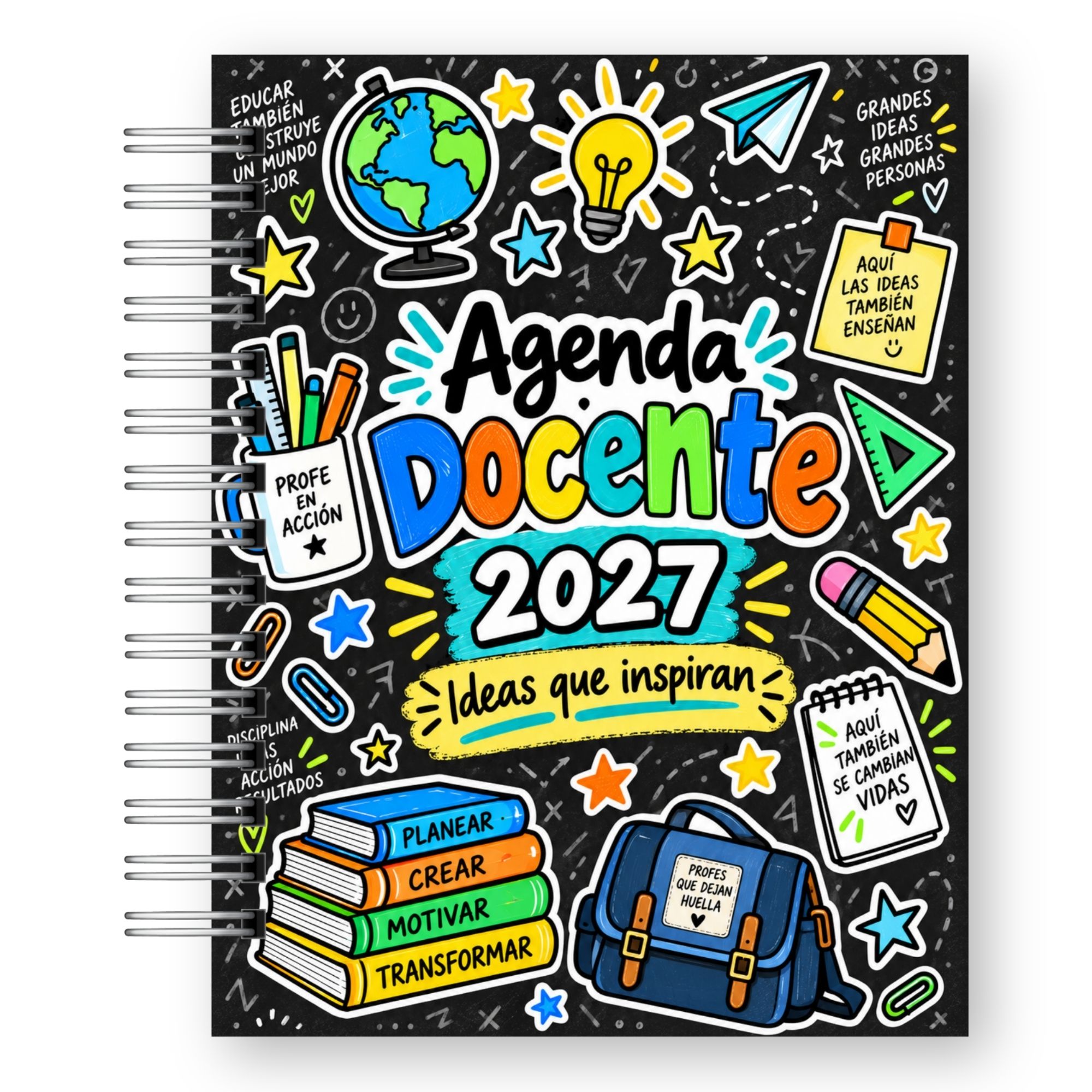 Agenda del Profesor 2027 – Edición Blanco y Negro Ilustrada 1