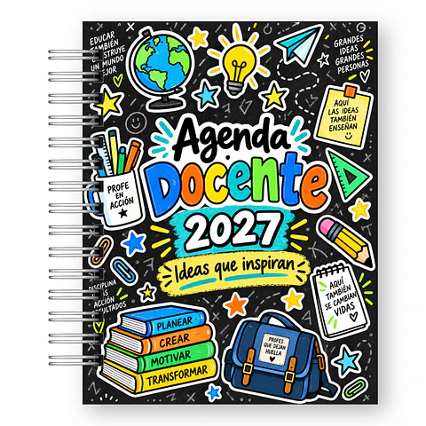 Agenda del Profesor 2027 – Edición Blanco y Negro Ilustrada