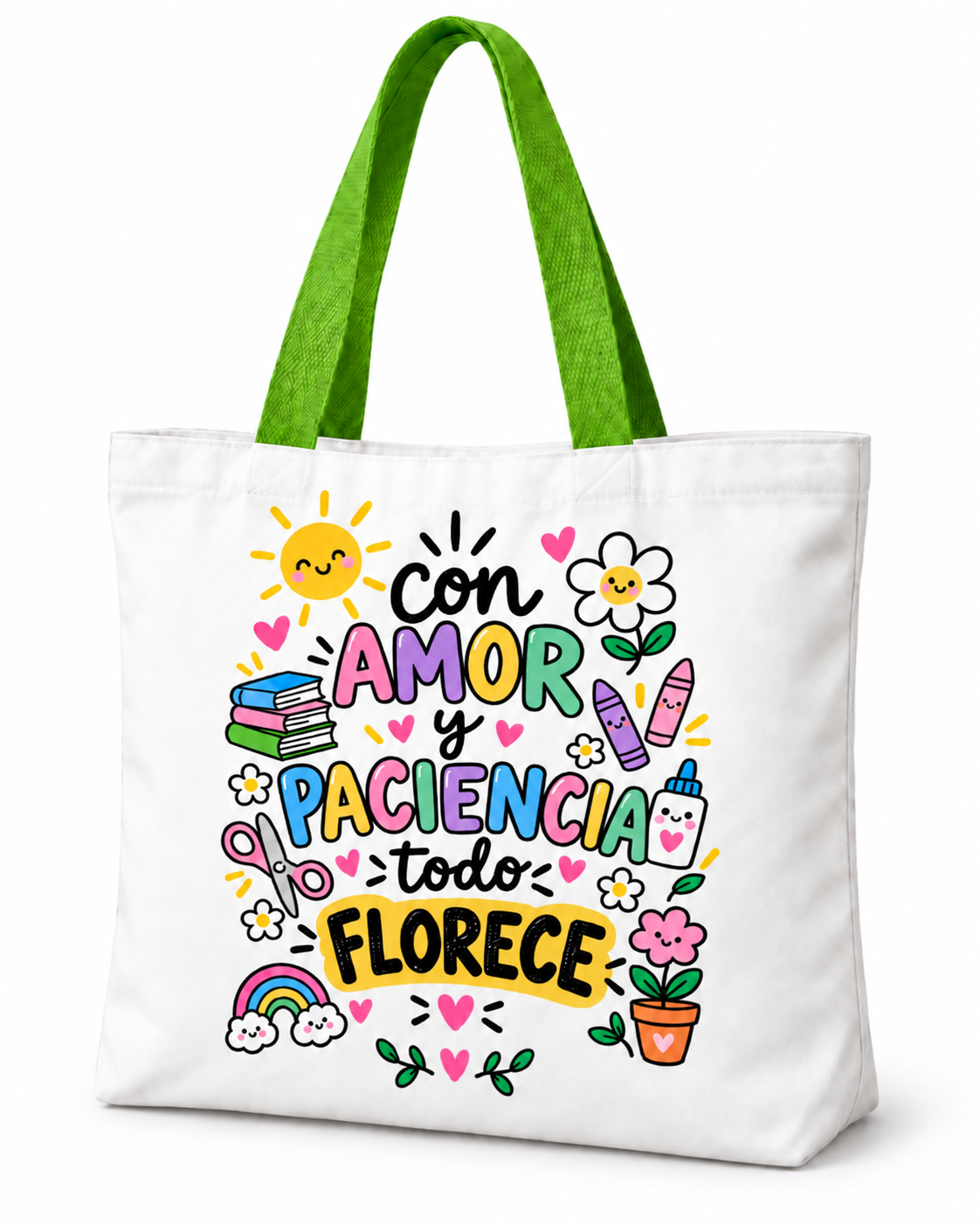 Totebag Creativo – Con Amor y Paciencia Todo Florece- Educadora de Párvulos 1