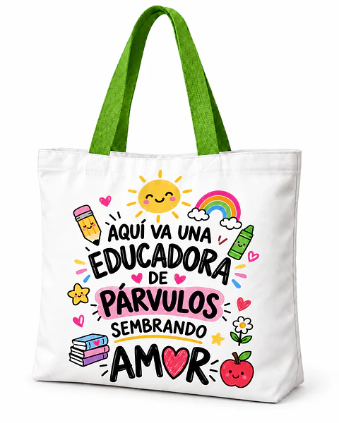 Totebag Creativo – Aquí Va Una Educadora de Párvulos Sembrando Amor- Educadora de Párvulos