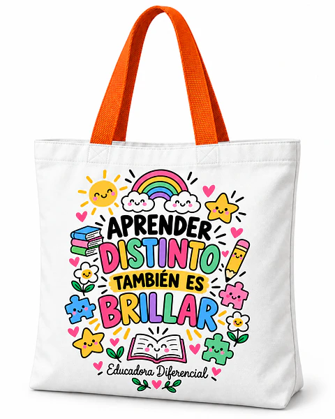 Totebag Creativo – Aprender Distinto También es Brillar- Educadora Diferencial