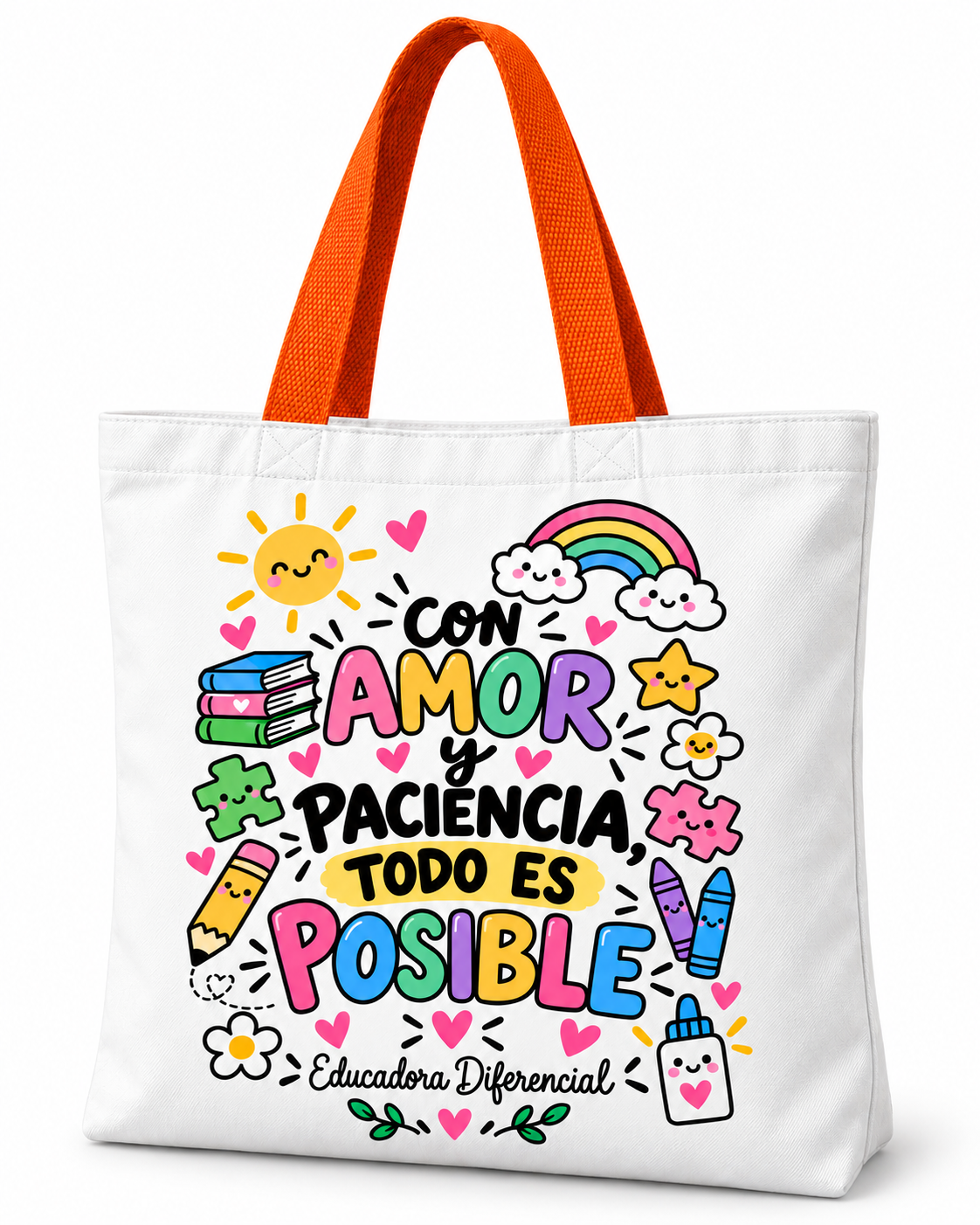 Totebag Creativo – Con Amor y Paciencia Todo es Posible -Educadora Diferencial 1