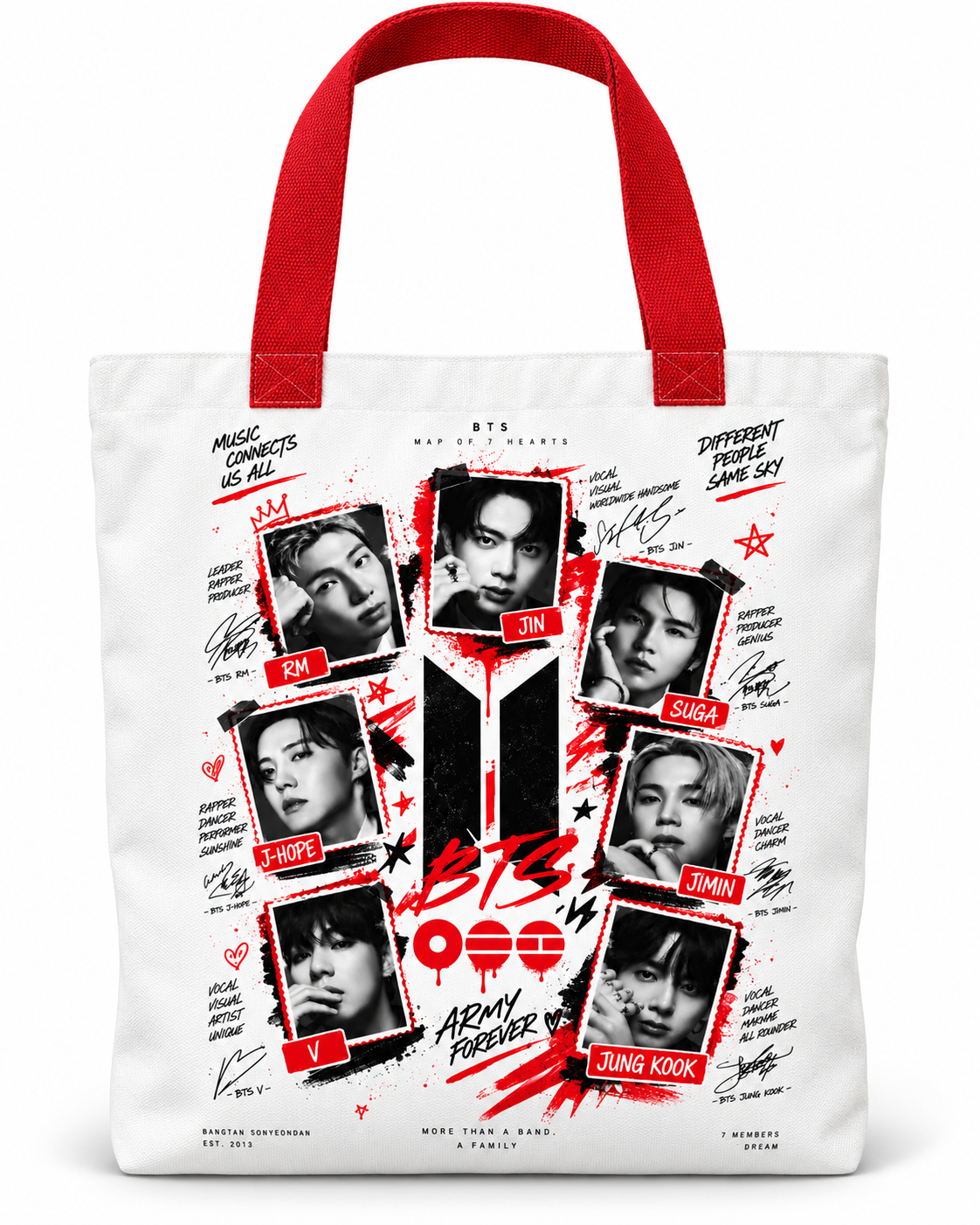 Totebag BTS – Map of 7 Hearts  Signatures y Roles 1