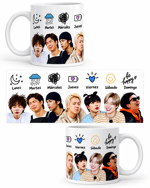 Taza de BTS – Días de la Semana  Humores de BTS