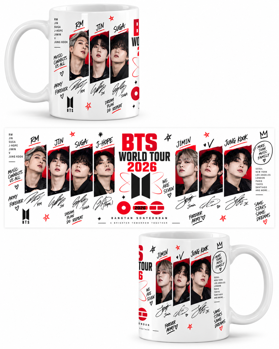 Taza de Cerámica BTS – BTS World Tour 2026 Signatures y Red Panels 1