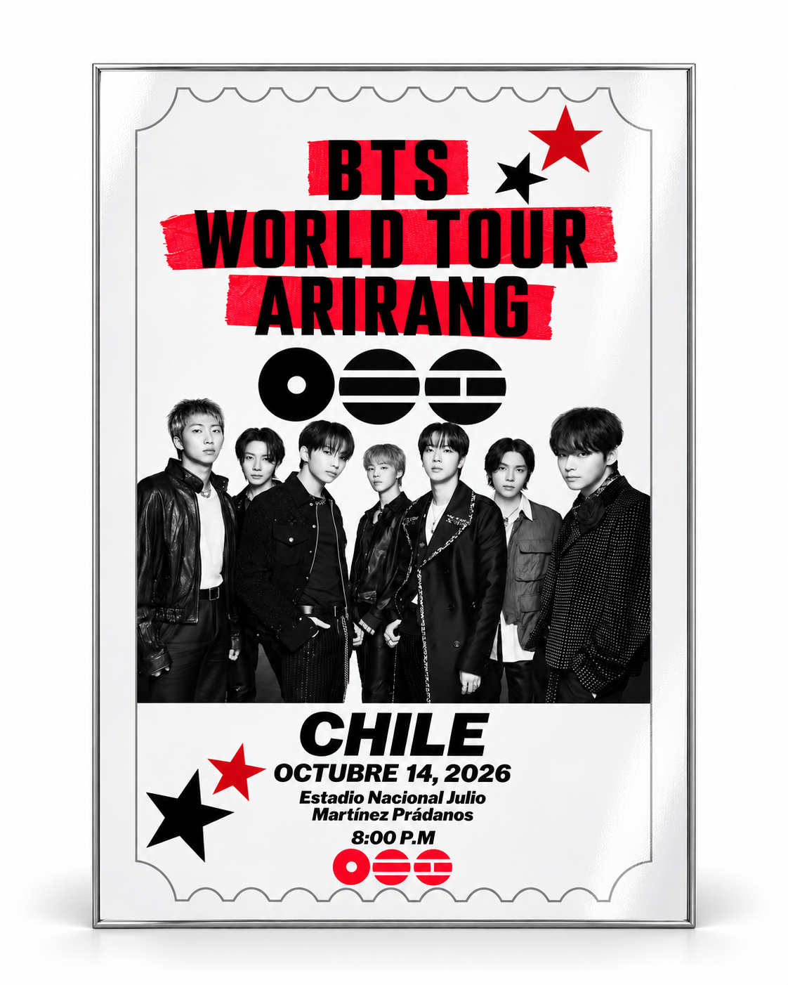 Póster Metálico BTS  World Tour Arirang Chile 2026 1