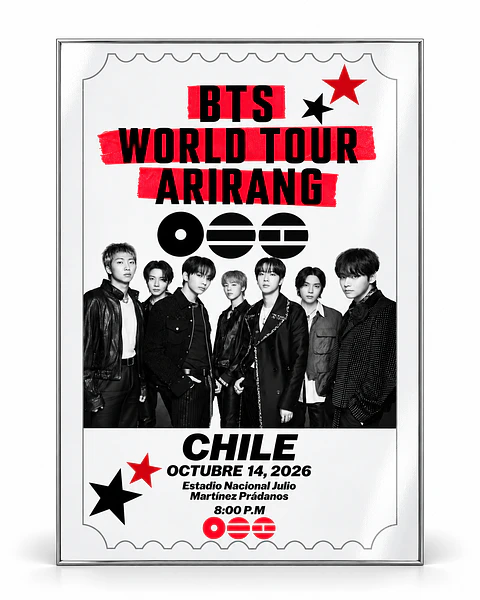 Póster Metálico BTS  World Tour Arirang Chile 2026