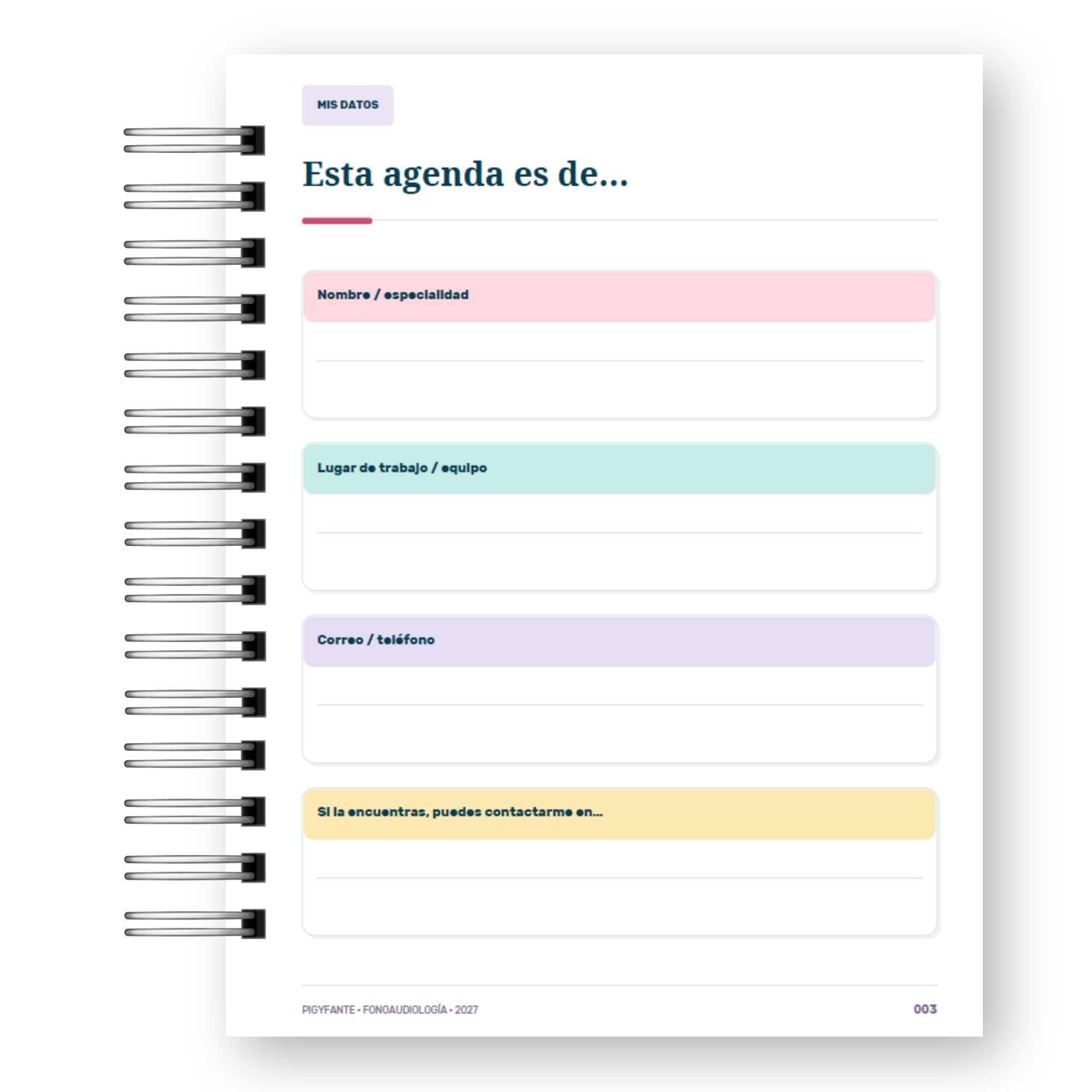 Agenda  Fonoaudiología 2027 – Edición Hombre  3