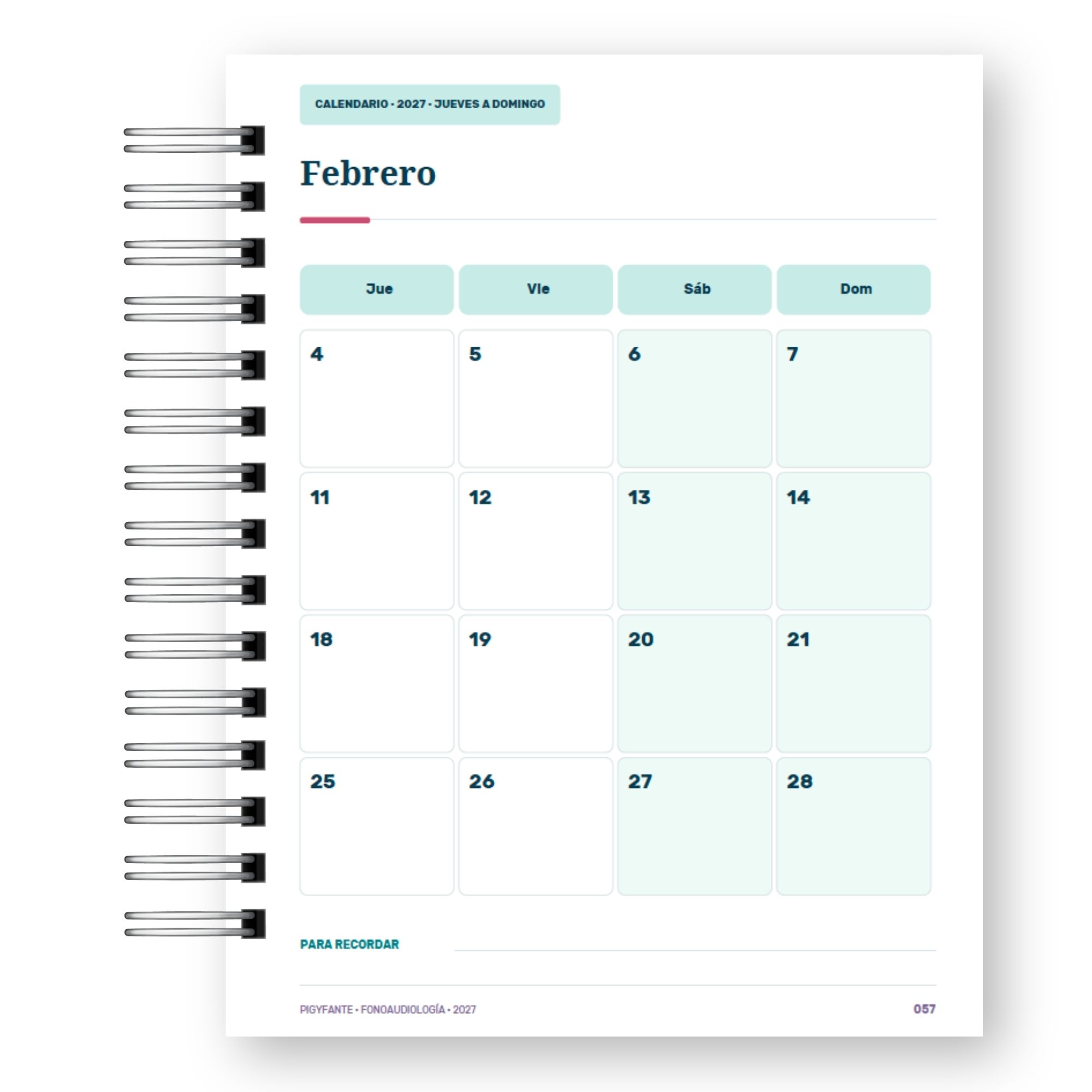 Agenda  Fonoaudiología 2027 – Edición Hombre  14