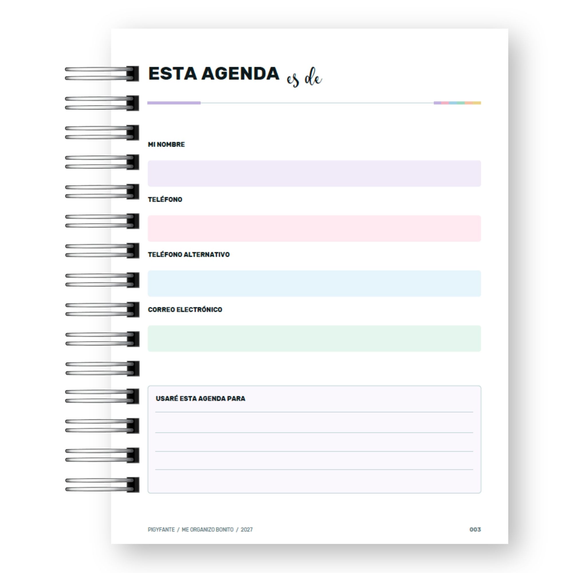 Agenda  Secretaria 2027 – Edición Me Organizo Bonito 3