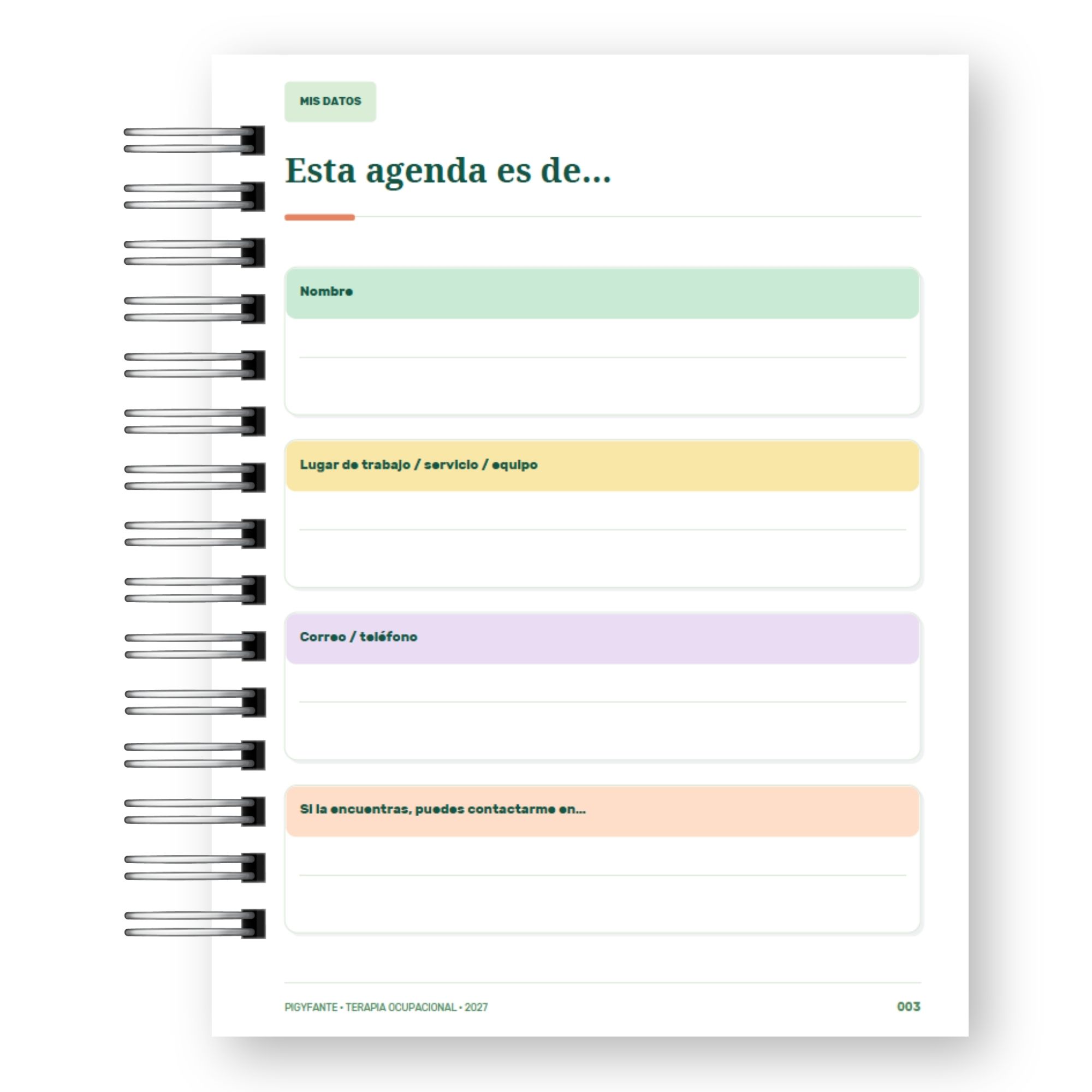 Agenda Terapia Ocupacional 2027 – Edición Hombre  3