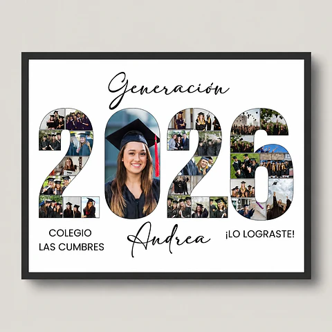 Cuadro Graduación Collage Número del Año con Foto Central