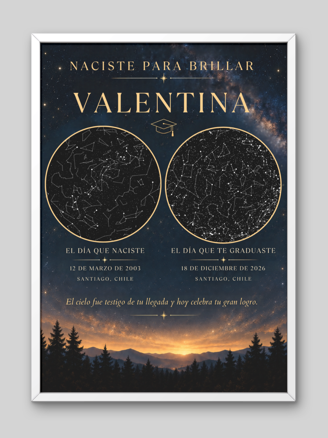 Cuadro Mapa Estelar Doble -Naciste para Brillar– Especial Graduación  4