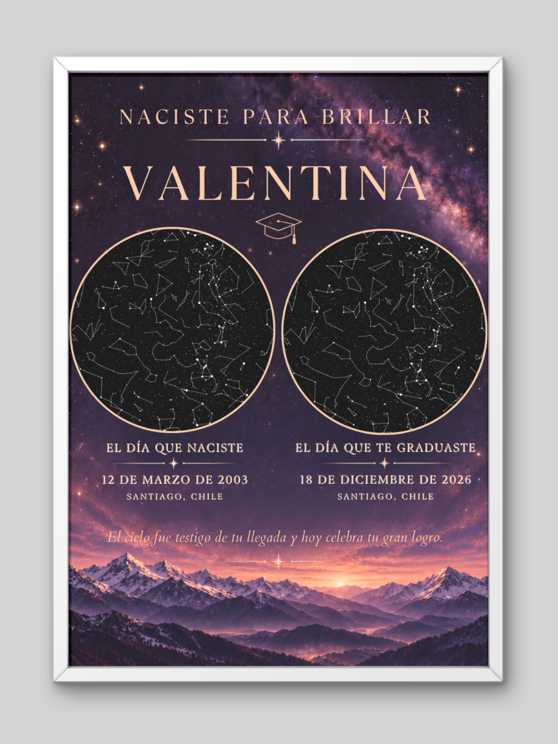 Cuadro Mapa Estelar Doble -Naciste para Brillar– Especial Graduación  6