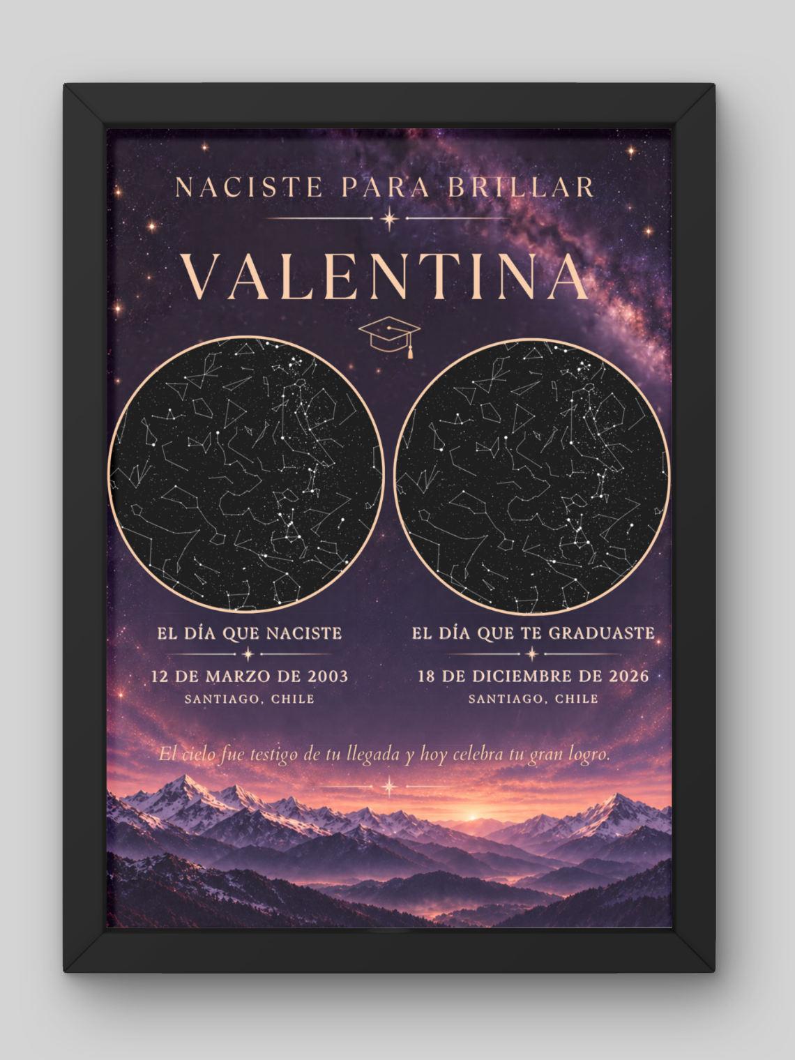 Cuadro Mapa Estelar Doble -Naciste para Brillar– Especial Graduación  3