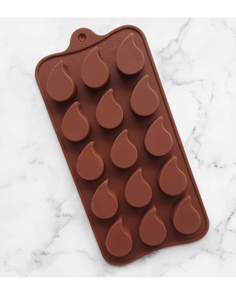 Molde silicona para chocolate figura gotas 