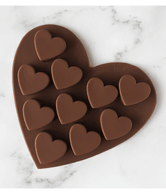 Molde silicona para chocolate 10 corazones 