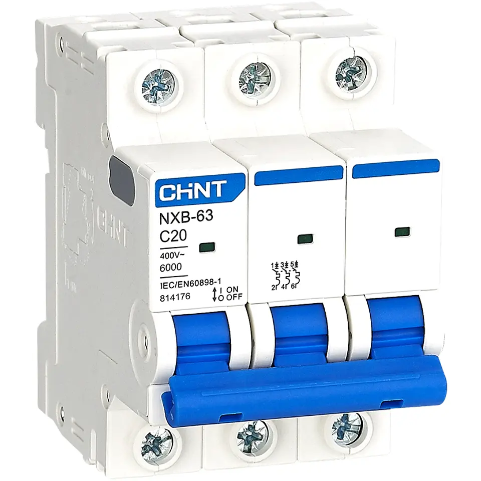 INTERRUPTOR AUTOMATICO 3X20A CURVA C 6KA 400VAC NXB-63 CHINT 1