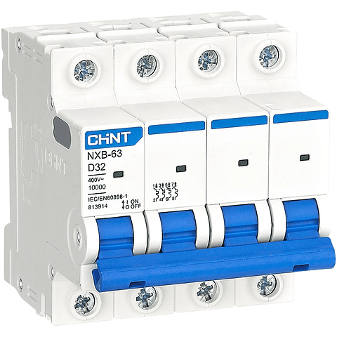 INTERRUPTOR AUTOMATICO 4X32A CURVA D 10KA 400VAC NXB-63H CHINT