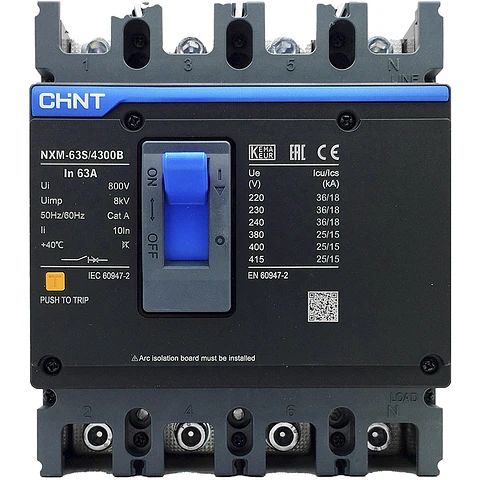 INTERRUPTOR AUTOMATICO CAJA MOLDEADA 4X63A 25KA 415VAC NXM-63S CHINT