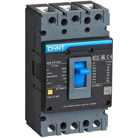 INTERRUPTOR AUTOMATICO CAJA MOLDEADA 3X63A 36KA 415VAC NXM-63F CHINT