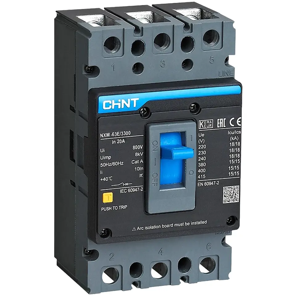 INTERRUPTOR AUTOMATICO CAJA MOLDEADA 3X20A 15KA 415VAC NXM-63E CHINT 1