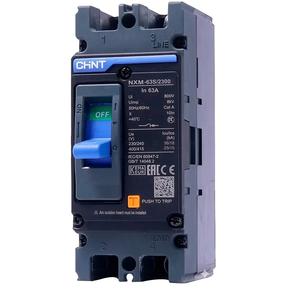 INTERRUPTOR AUTOMATICO CAJA MOLDEADA 2X63A 25KA 415VAC NXM-63S CHINT 1