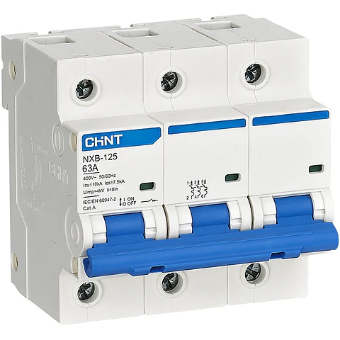 INTERRUPTOR AUTOMATICO 3X63A CURVA D 10KA 400VAC NXB-125 CHINT