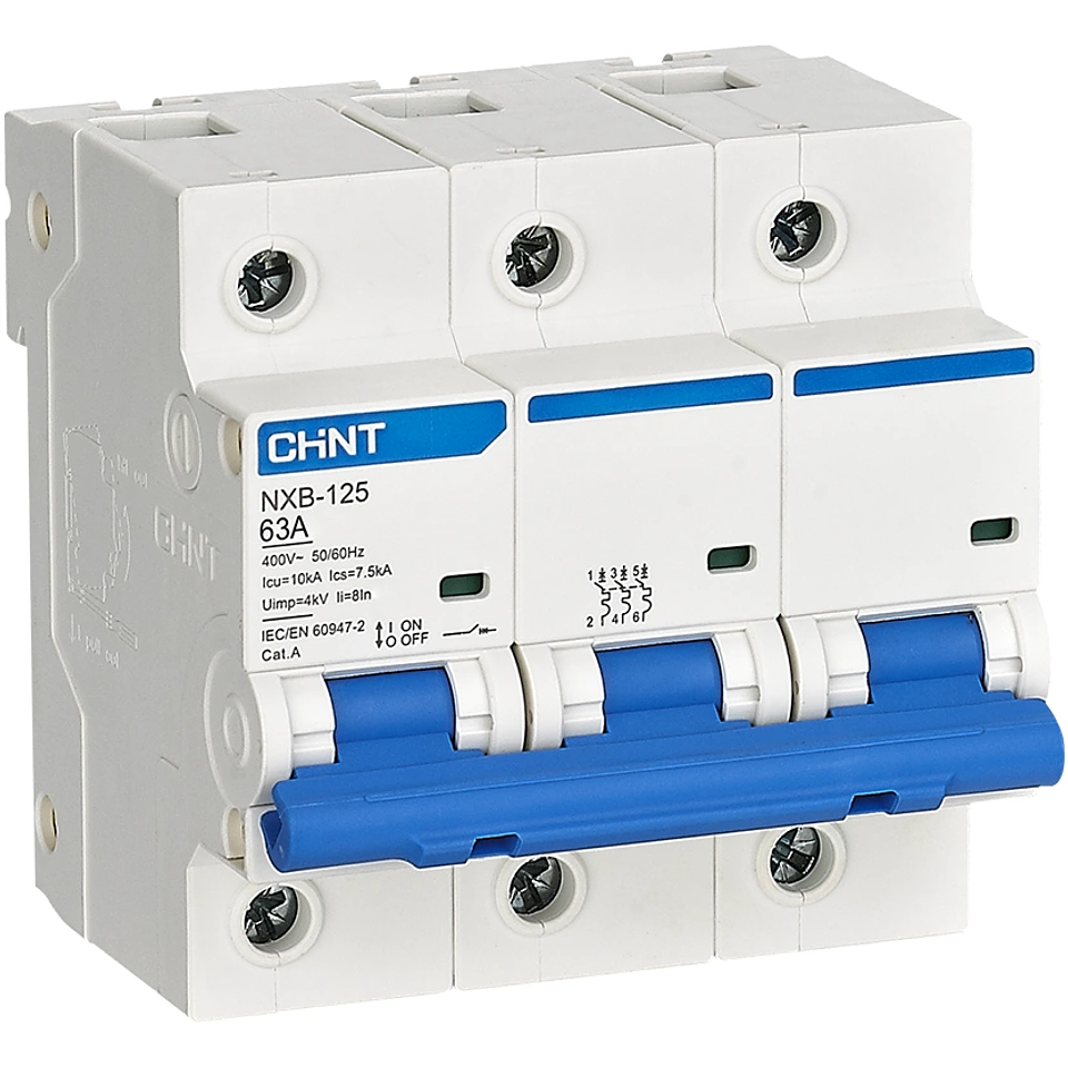 INTERRUPTOR AUTOMATICO 3X63A CURVA D 10KA 400VAC NXB-125 CHINT 1