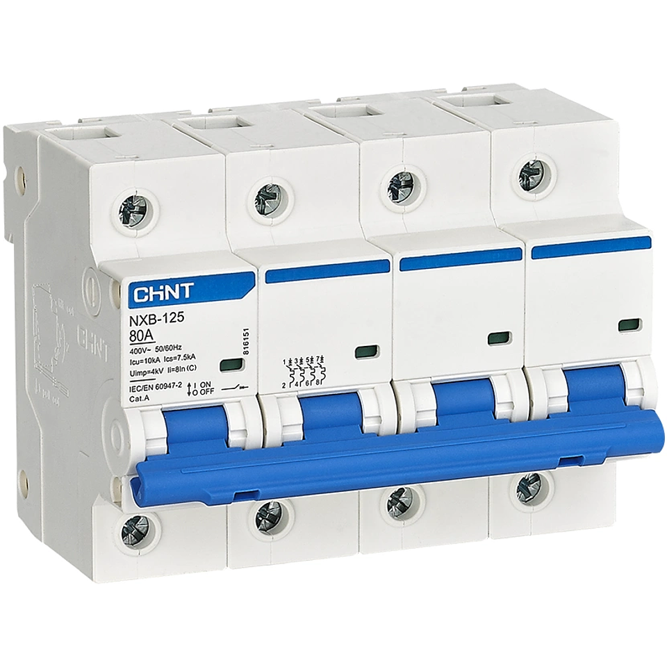 INTERRUPTOR AUTOMATICO 4X80A CURVA C 10KA 400VAC NXB-125 CHINT 1