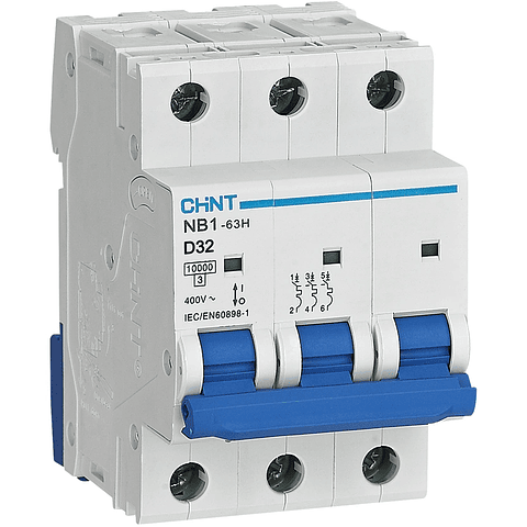 INTERRUPTOR AUTOMATICO 3X32A CURVA D 10KA 400VAC NB1-63H CHINT