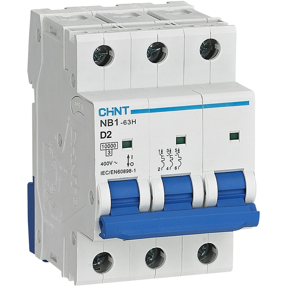 INTERRUPTOR AUTOMATICO 3X2A CURVA D 10KA 400VAC NB1-63H CHINT 1
