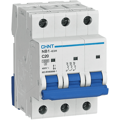 INTERRUPTOR AUTOMATICO 3X20A CURVA C 10KA 400VAC NB1-63H CHINT