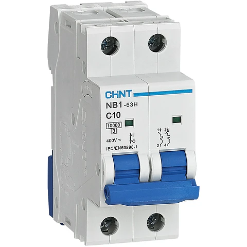 INTERRUPTOR AUTOMATICO 2X10A CURVA C 10KA 400VAC NB1-63H CHINT