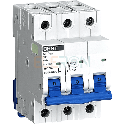 INTERRUPTOR AUTOMATICO 3X10A CURVA C 15KA 400VAC NBP-63R CHINT