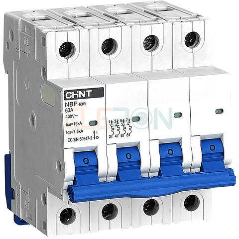 INTERRUPTOR AUTOMATICO 4X63A CURVA C 15KA 400VAC NBP-63R CHINT