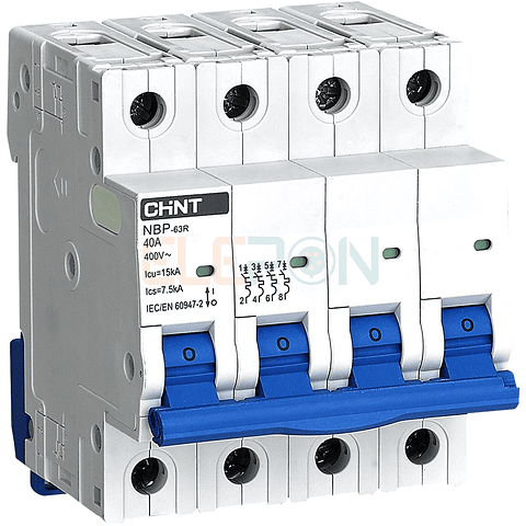 INTERRUPTOR AUTOMATICO 4X40A CURVA C 15KA 400VAC NBP-63R CHINT