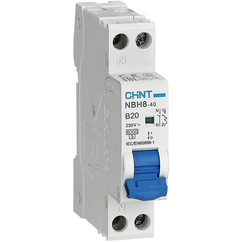 INTERRUPTOR AUTOMATICO 2X20A CURVA B 6KA 230VAC NBH8-40H CHINT 1