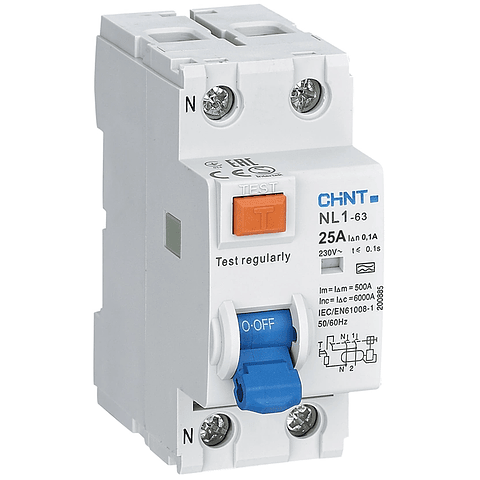 INTERRUPTOR DIFERENCIAL 25A 1P+N 100MA CLASE A 230VAC CHINT