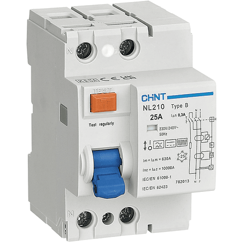 INTERRUPTOR DIFERENCIAL 25A 1P+N 300MA CLASE B 230VAC CHINT