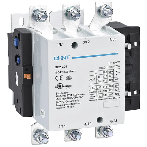 CONTACTOR TRIFASICO O TRIPOLAR 225A 3NA 400VAC 110KW CONTROL BOBINA 230VAC  NC2 CHINT